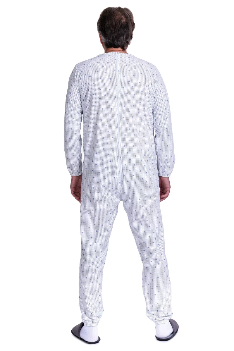 FERRUCCI COMFORT Pigiama Tutone Sanitario in Cotone Fresco per Anziani, Manica Lunga, Chiusura Dorso e Interno Gamba, Incontinenza, Alzheimer, Made in Italy