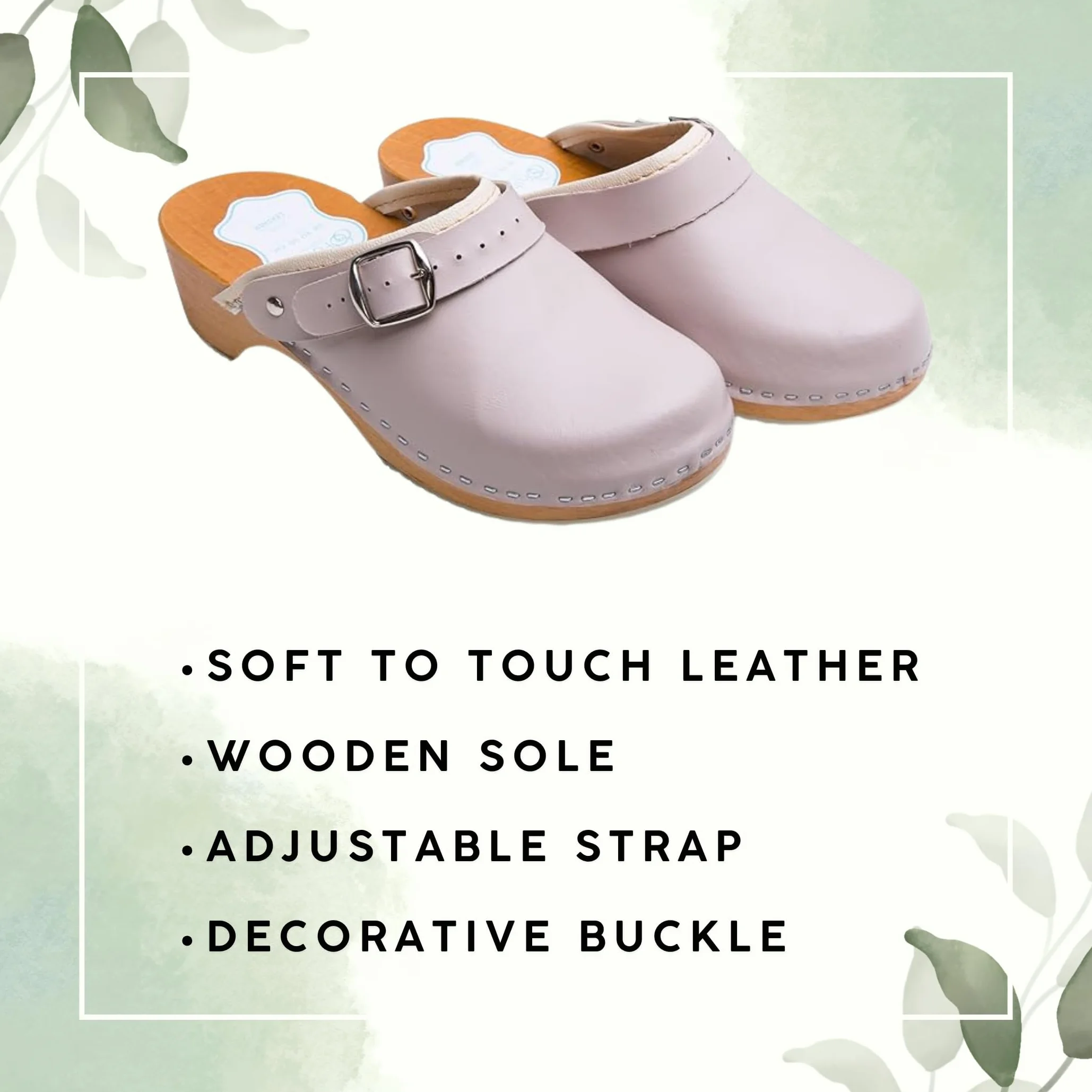 Futuro Fashion® - Zoccoli in Pelle con Suola in Legno Naturale - Unisex - Tinta Unita - Misure dal 36 al 42