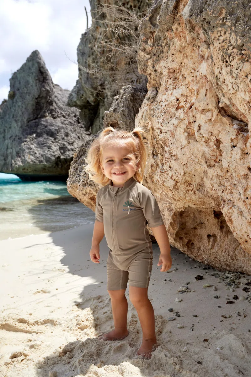 LÄSSIG Costume da bagno unisex a maniche corte