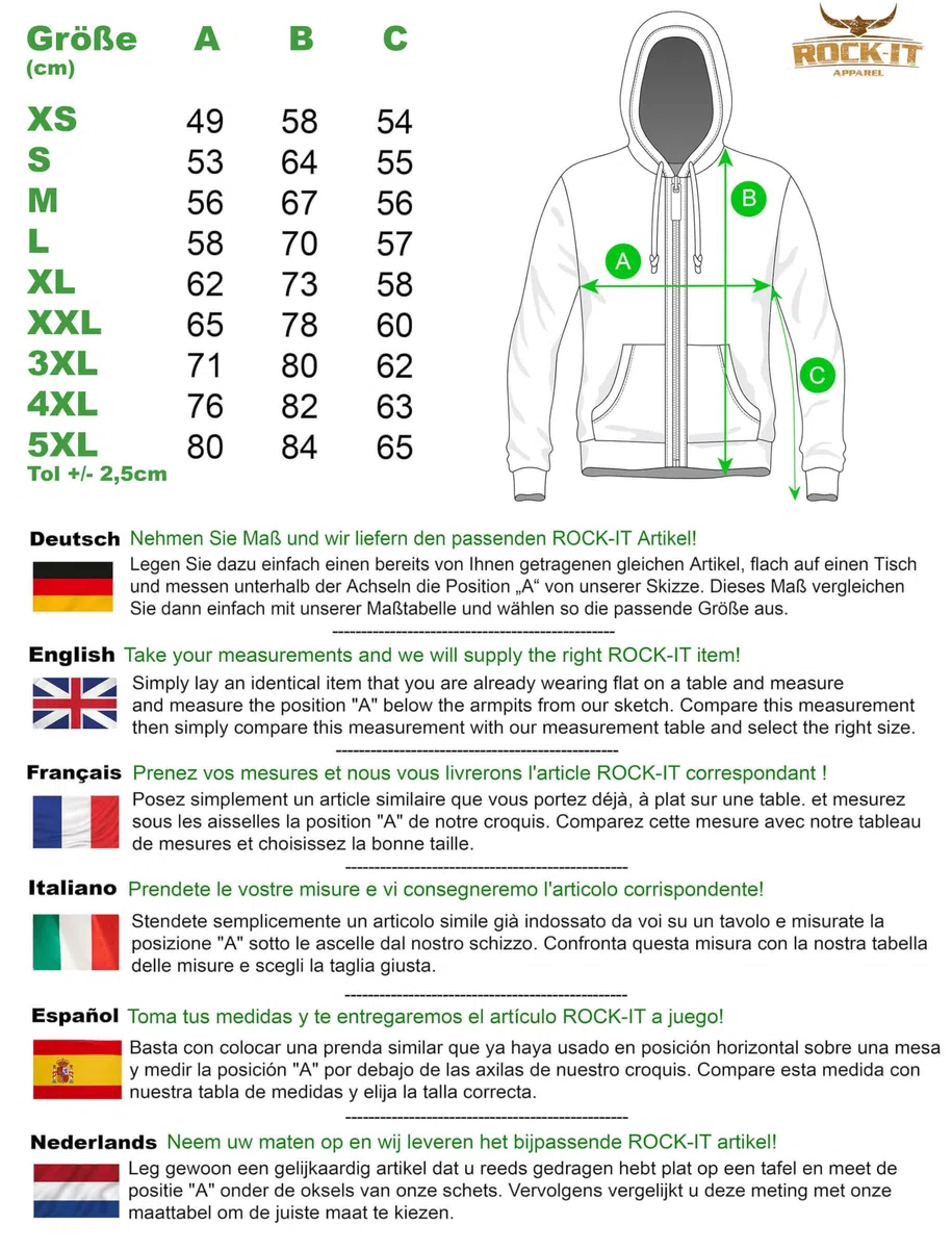 ROCK-IT Apparel® Giacca con Cappuccio da Uomo Hoodie Racer 07" Giacca di Felpa Felpa con Cappuccio Pesante Hoody Pullover S-5XL Ziphood con Zip con Cappuccio e Interno in Pile Grigio e Blu Navy