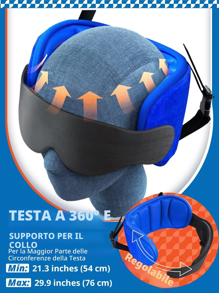 SARISUN Cuscino da Aereo, Cuscini da Viaggio per aerei con Maschera per Dormire, Cuscino da Aereo per voli Lunghi, Viaggio in Auto Poggiatesta, Stop Bobblehead, Combo con Cinturino per il Mento, Nero