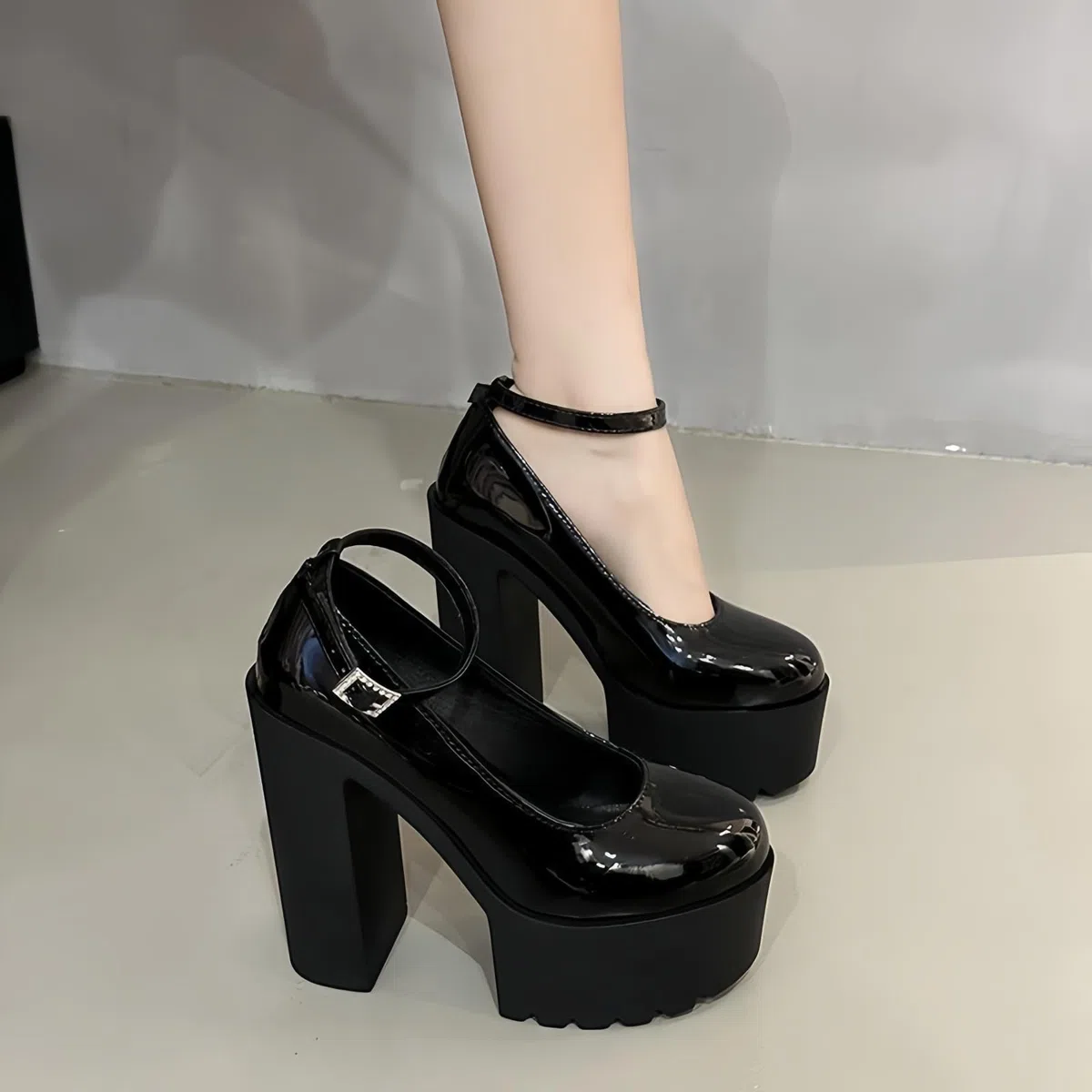 Donna Kawaii Tacco Alto Blocco Mary Jane Rockabilly Pompe con Arco Pizzo Perla Piattaforma Tacco Grosso Carino Scarpe Dolci