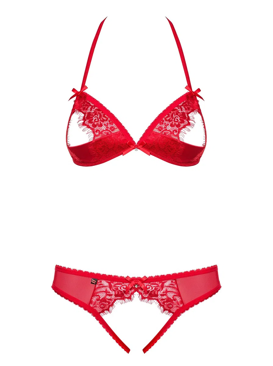 Selente Love & Fun Sfizioso Completo Intimo a 3 Pezzi: Reggiseno, Slip ed Esclusiva Benda per Occhi in Raso. Made in EU.