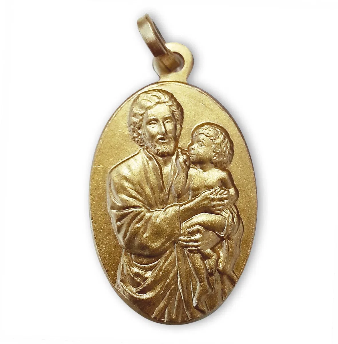 SHALOM - Medaglia San Giuseppe In Argento 925 Bagnato Oro. Altezza 2,2 Cm