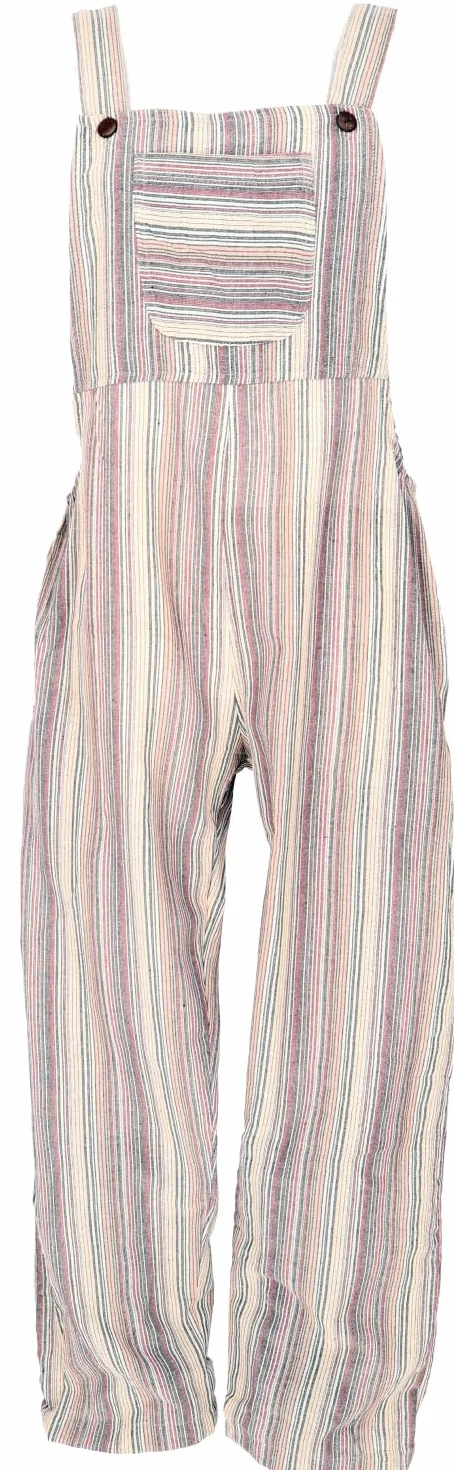 GURU SHOP Salopette ariose stile etnico boho oversize, tuta estiva da donna, in cotone