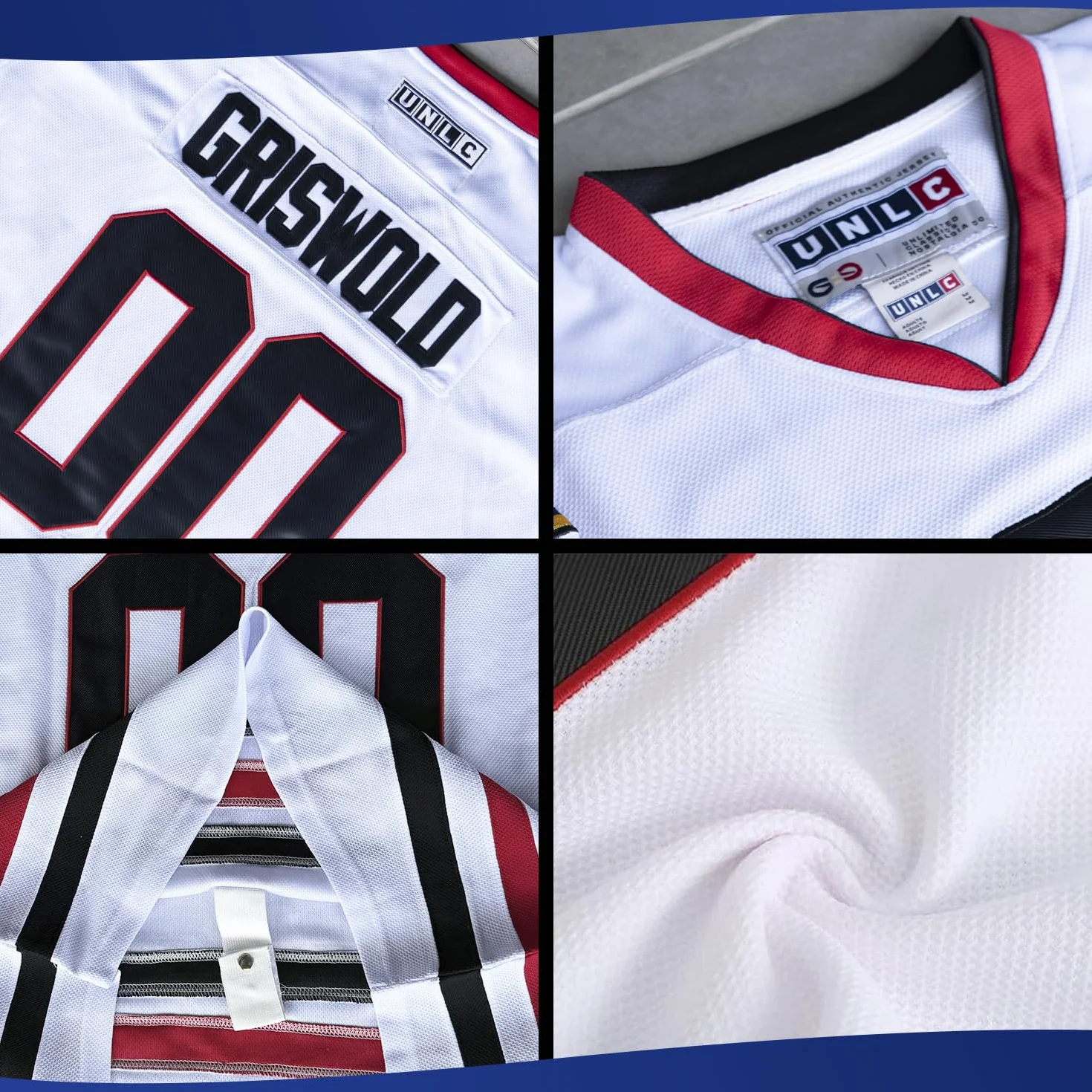 Griswold #00 Movie Hockey Jersey - Cucito Lettere e Numeri Autentici Fabs Apparel S-5XL