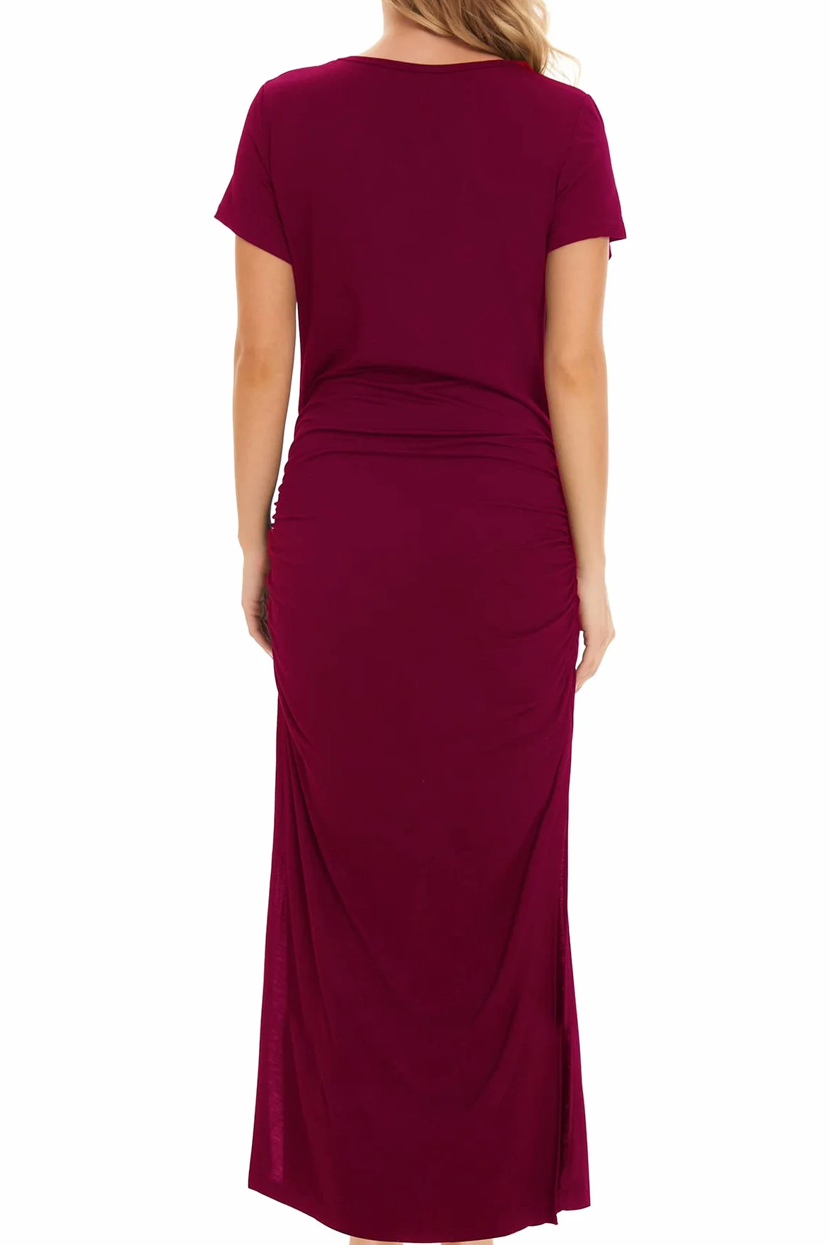 Smallshow Donna Lungo Split Vestiti Premaman Eleganti Abiti Premaman Estivi Wine XL