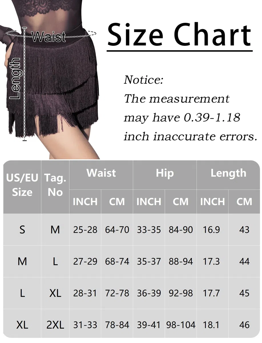 SEAUR Gonna da danza latina, da donna, con frange, con pantaloncini, per allenamento, danza, Tango Rumba Cha Cha Samba, lunghezza gonna 43-46 cm, EU S-XL = (Asie M-2XL)