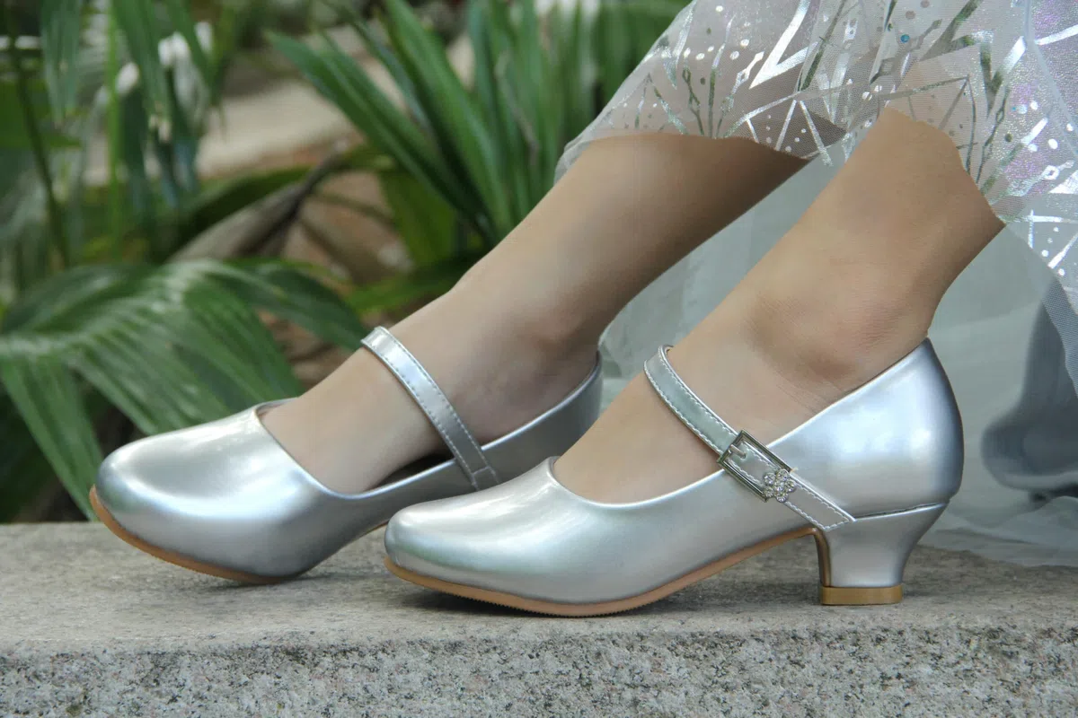 Princess Shoes Girls' Mary Jane Shoes - High Heel Girls Party Shoes - Wedding Party Girls Communion Shoes Ides Flower Girl Shoes - Versatile Flat Shoes
