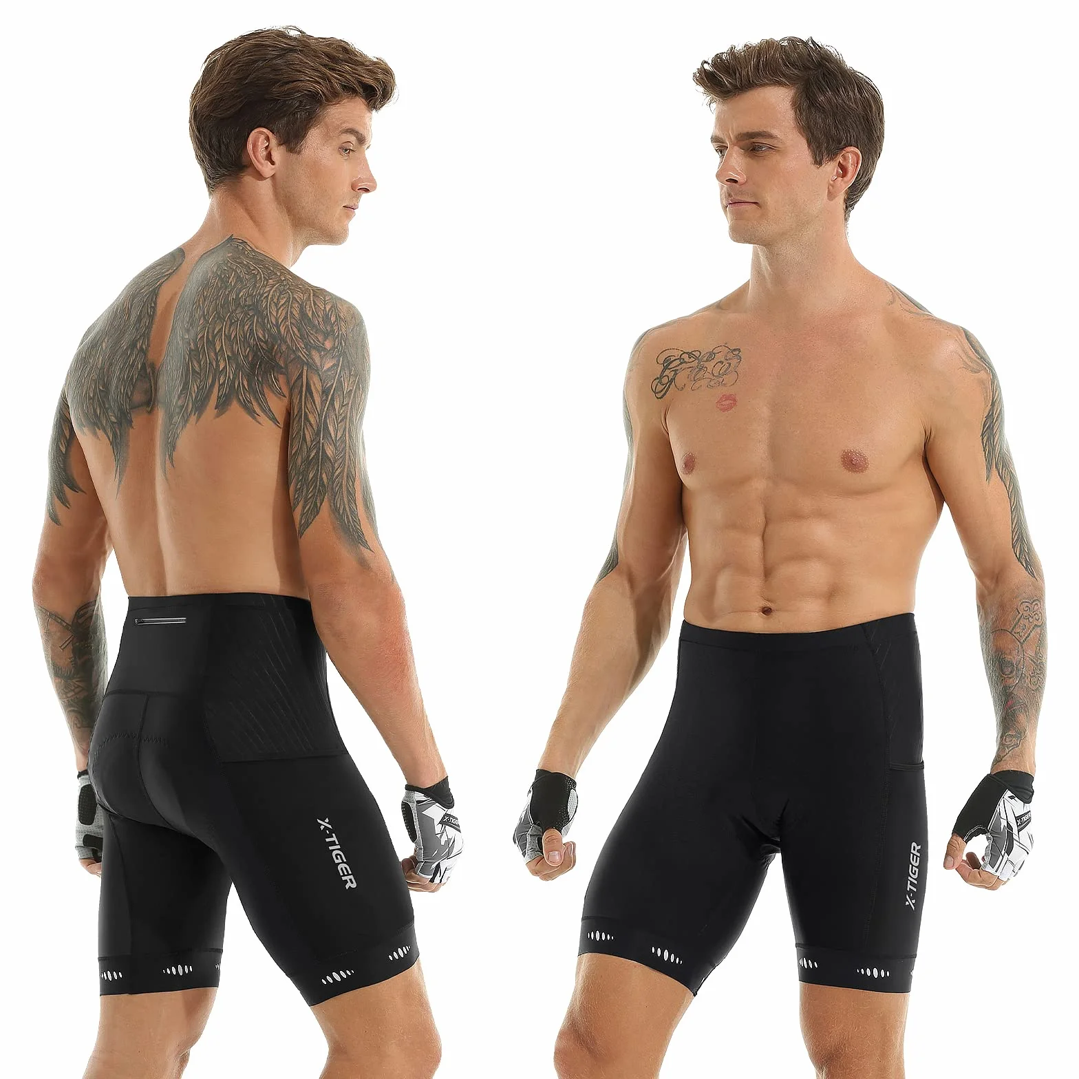 X-TIGER MTB Ciclismo Uomo 5D Gel Imbottito Pantaloncini Ciclismo Bici Uomo Traspirante Asciugatura Rapida con 3 Tasche