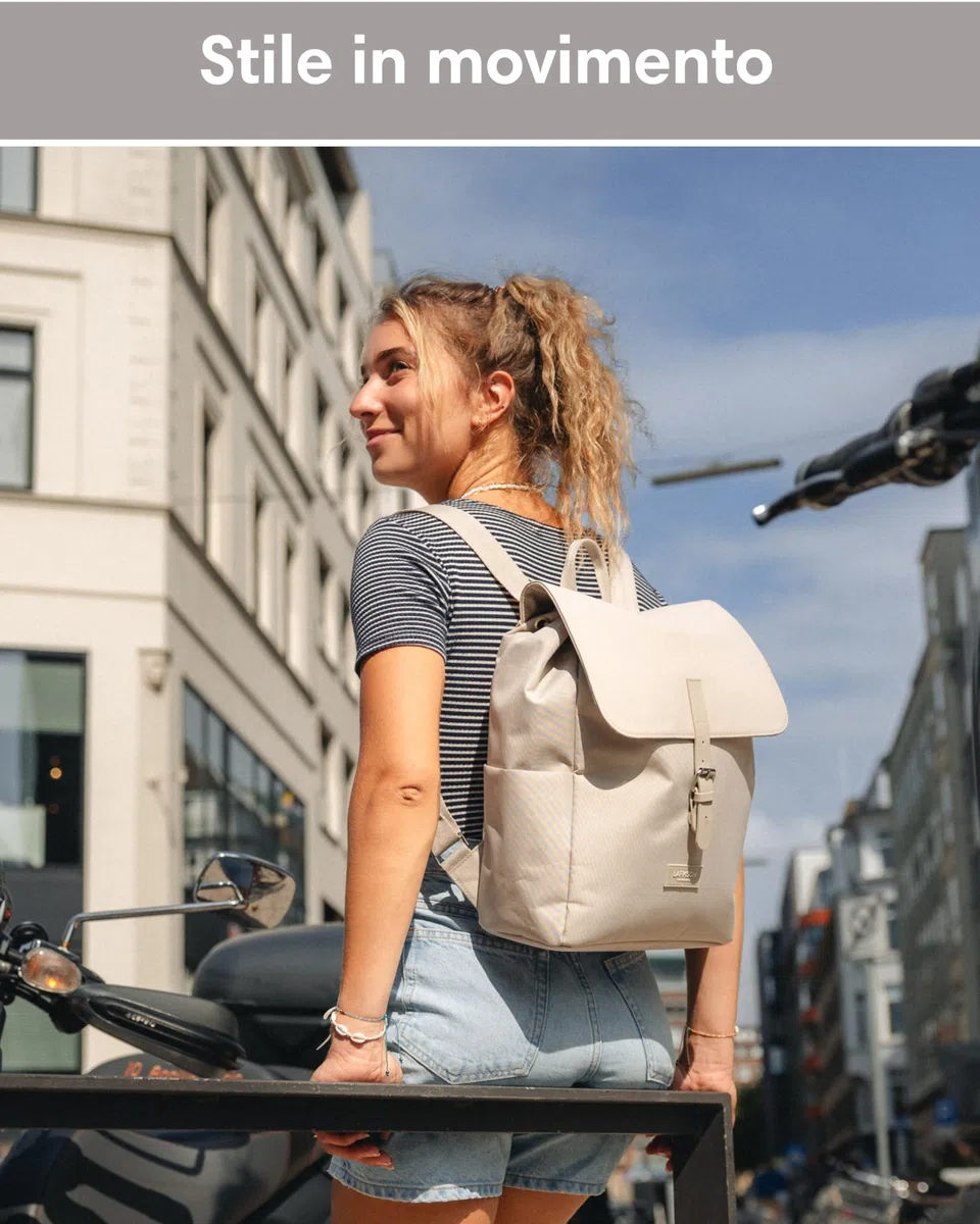 LARKSON Zaino Donna Beige - Ida - Borsa Zainetto Porta PC 13 Pollici - Ideal per l'Università, il Lavoro, il Tempo Libero - Idrorepellente