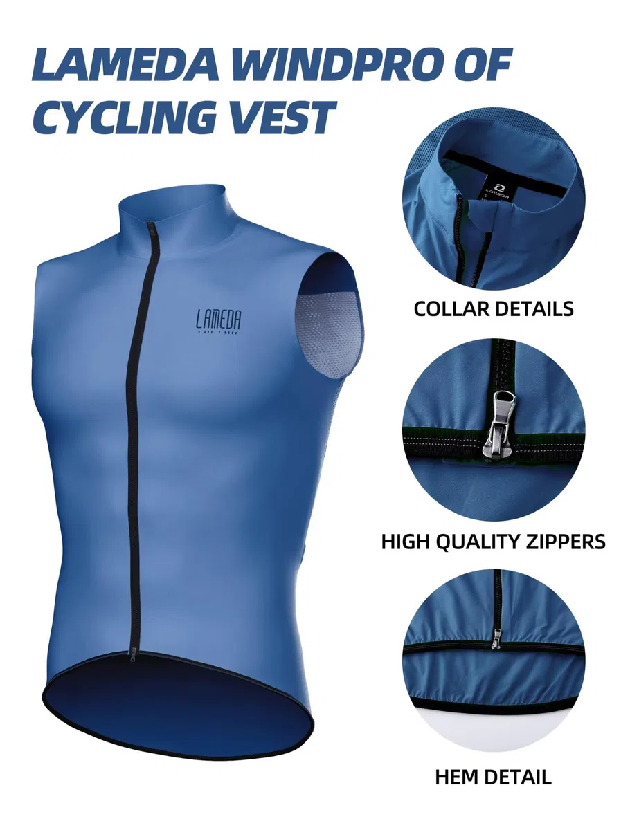 LAMEDA Gilet Antivento Ciclismo Uomo Gilet Running Traspirante Gilet Bici Sportivo Leggero Anti-UV Catarifrangente Per Corsa Trekking e Vita Quotidiana Unisex