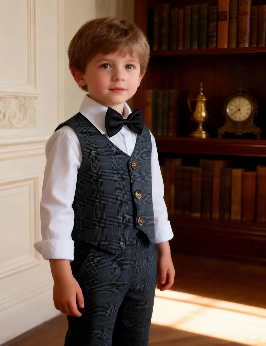 mintgreen Bambino Ragazzi Set di Abiti da Uomo Camicia a Maniche Lunghe con Papillon + Gilet + Pantaloni, 1-4 Anni