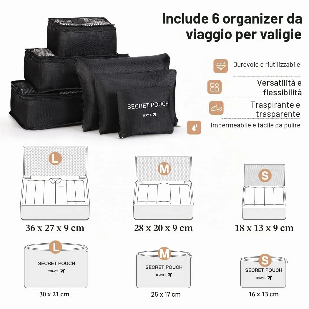 Lekeinchi 2 in 1 Porta Abiti da Viaggio Donna, Impermeabile Borsa da Viaggio Porta Abiti Pieghevole con 6 Cubi da imballaggio e Porta Scarpe, Travel Bag Borsone Uomo for Palestra, Vacanze, Nero