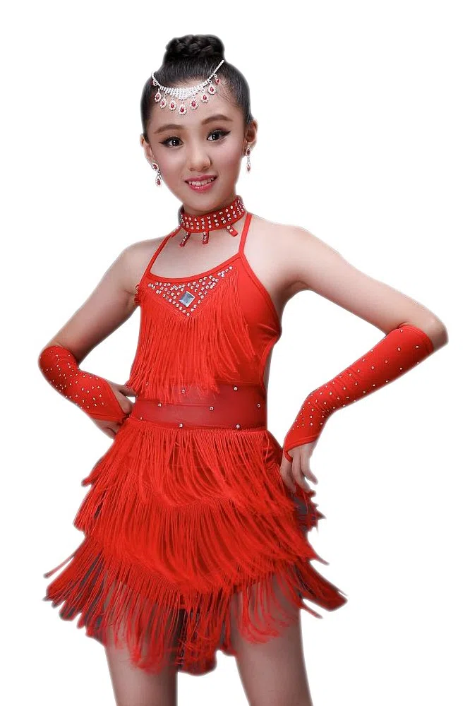 Ragazza Vestiti da Ballo Abito Vestito con Paillettes Abbigliamento da Danza Abiti di Danza Latina
