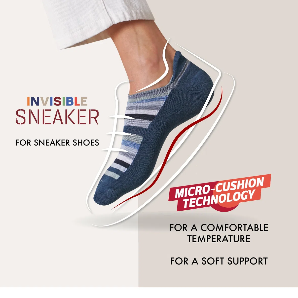 Marcoliani Milano Calzini da uomo – Sneaker invisibile Microcushion cotone Pima tinta unita