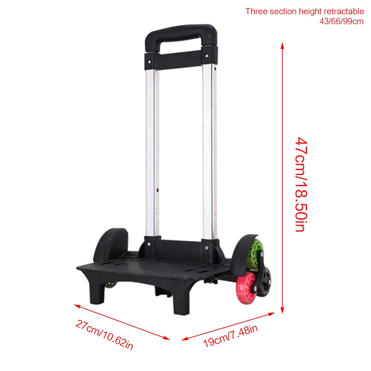 Carrello per zaino in lega di alluminio con 6 carrelli pieghevoli Carrello a mano con ruote per borse scolastiche zaino bagagli, Uno