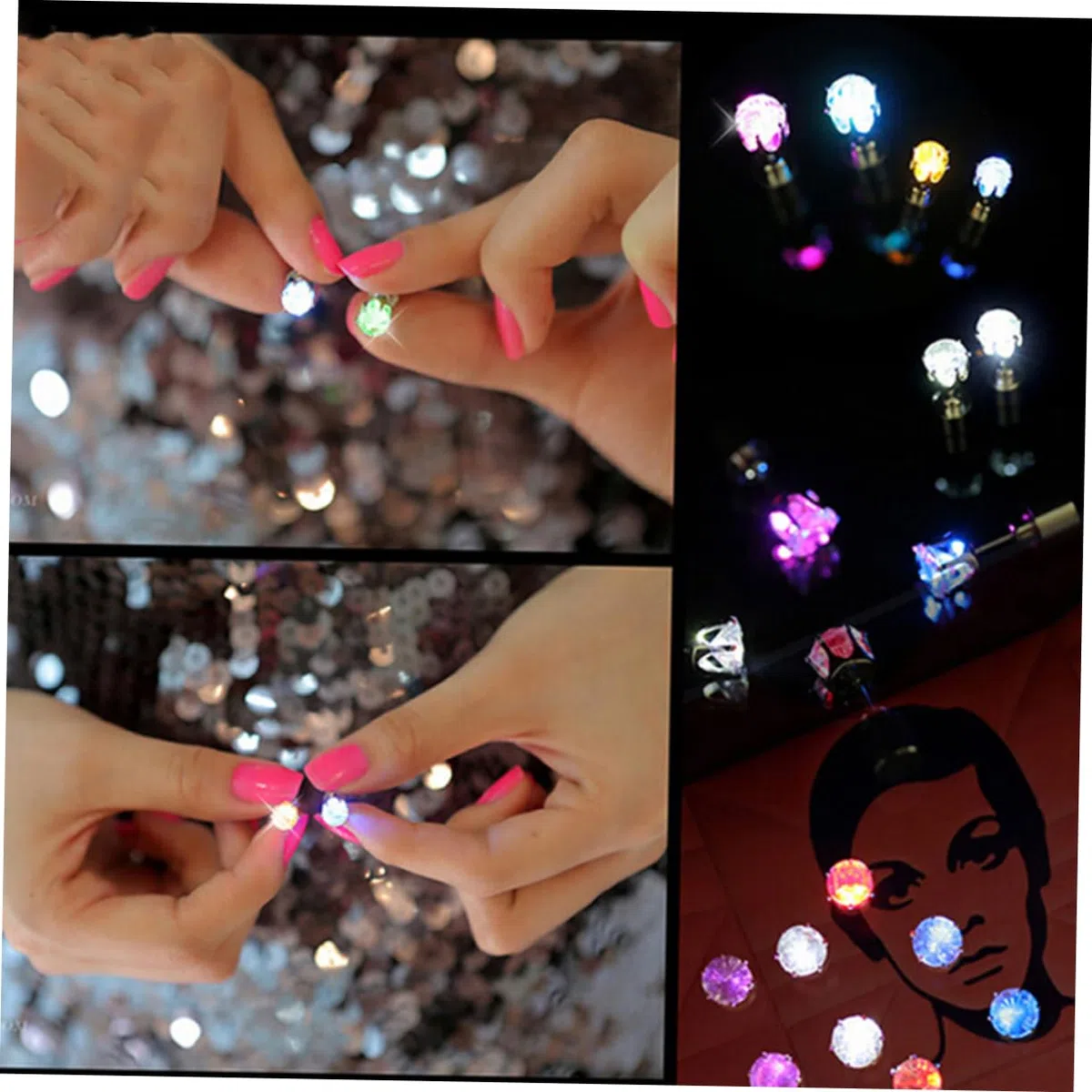 LIFKOME 14pezzi Led Luminosi Inossidabile Accessori Per e Concerti Unisex Flashing Per Notturni e Divertimento