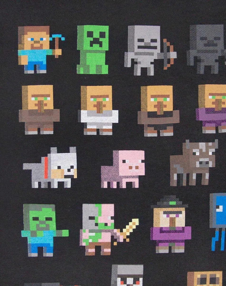 MINECRAFT T-Shirt a Maniche Corte con Personaggi Verdi per Bambini Sprites