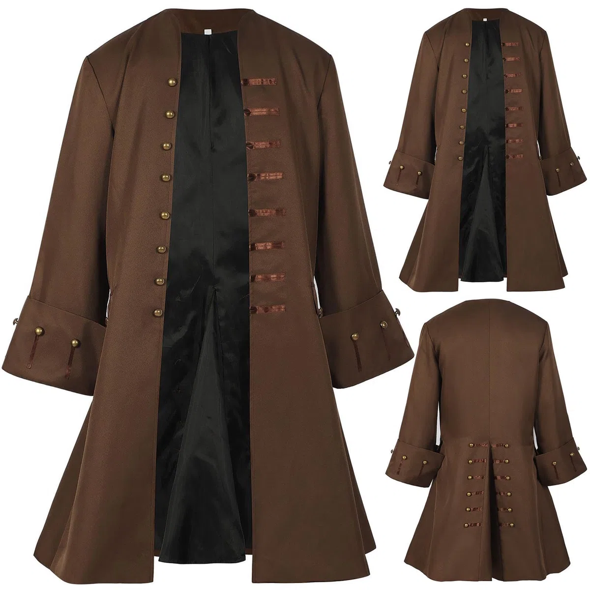 Giacca da pirata da uomo, cappotto da pirata, costume da cosplay, costume medievale, per cosplay, accessori di scena, Halloween, carnevale, vintage, retrò, da uomo, costume da pirata