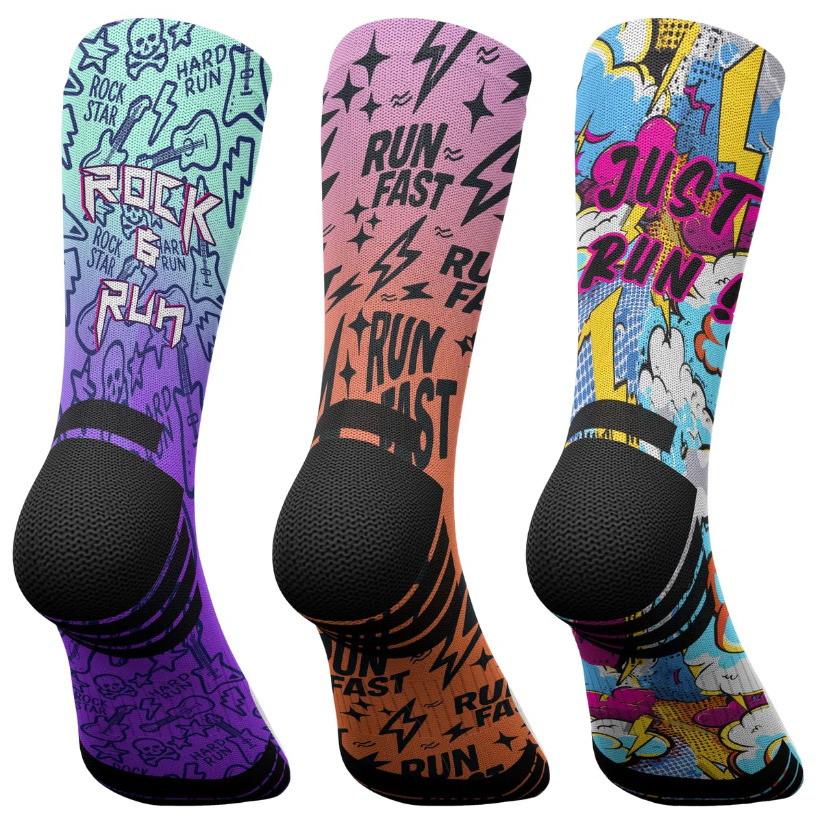 Jungle Socks Running Series - Pacco da 3 Calzini ad Alte Prestazioni per Running, Traspiranti, Comprimibili e Rinforzati.