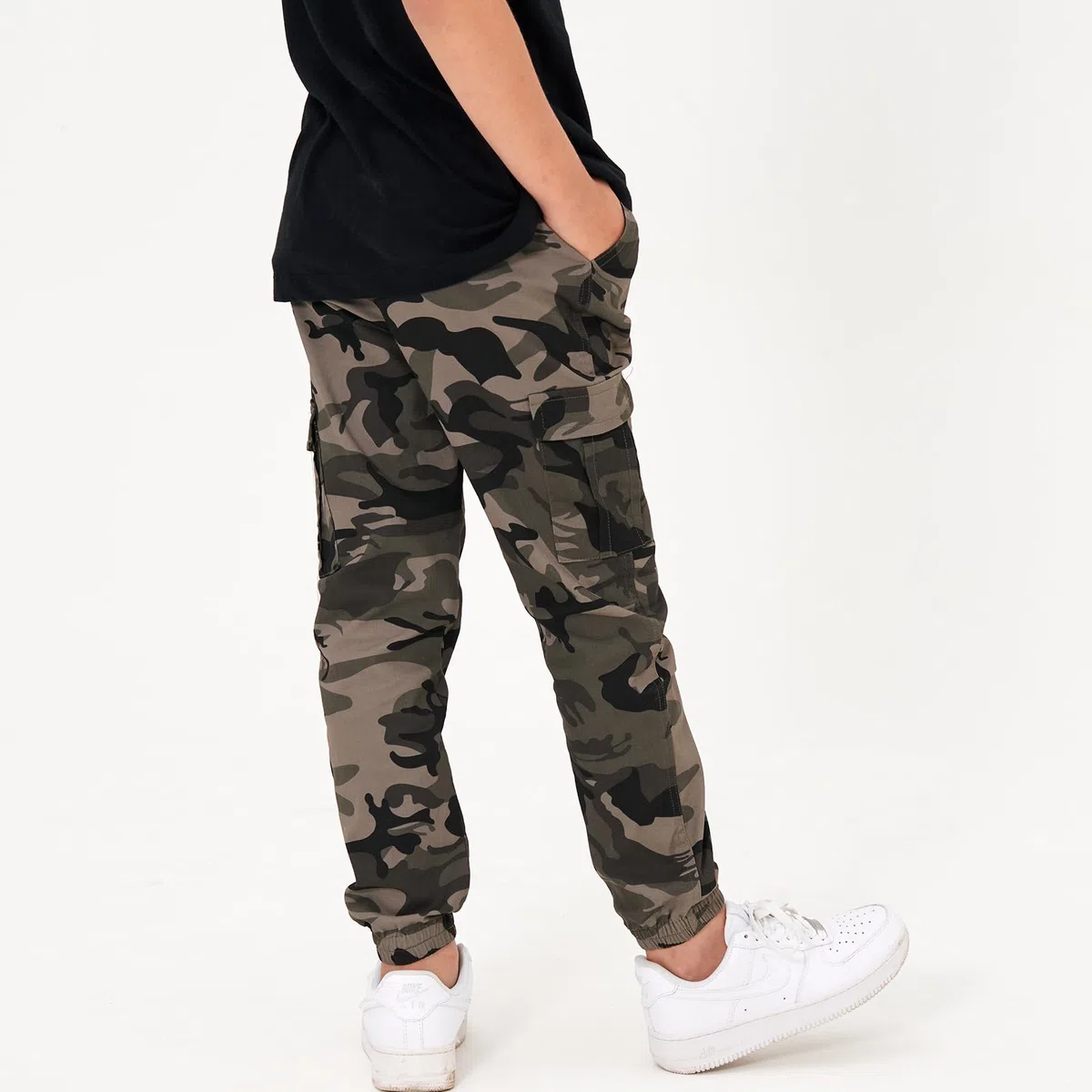 Rolanko Pantaloni Cargo per Ragazzi, Vita Elastica Completa Pantaloni da Uniforme Scolastica per Bambini vestibilità Regolare età 6-14 Anni