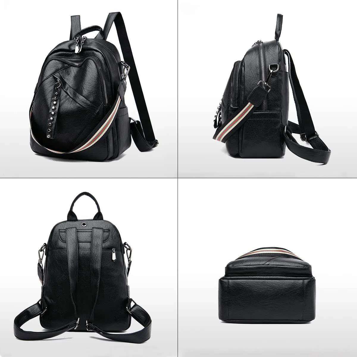 BUKESIYI Donna Borsa Zaino Elegante Zainetto Borse a Tracolla Zaini Antifurto Zainetti 2025 PU Pelle IT78196 Nero