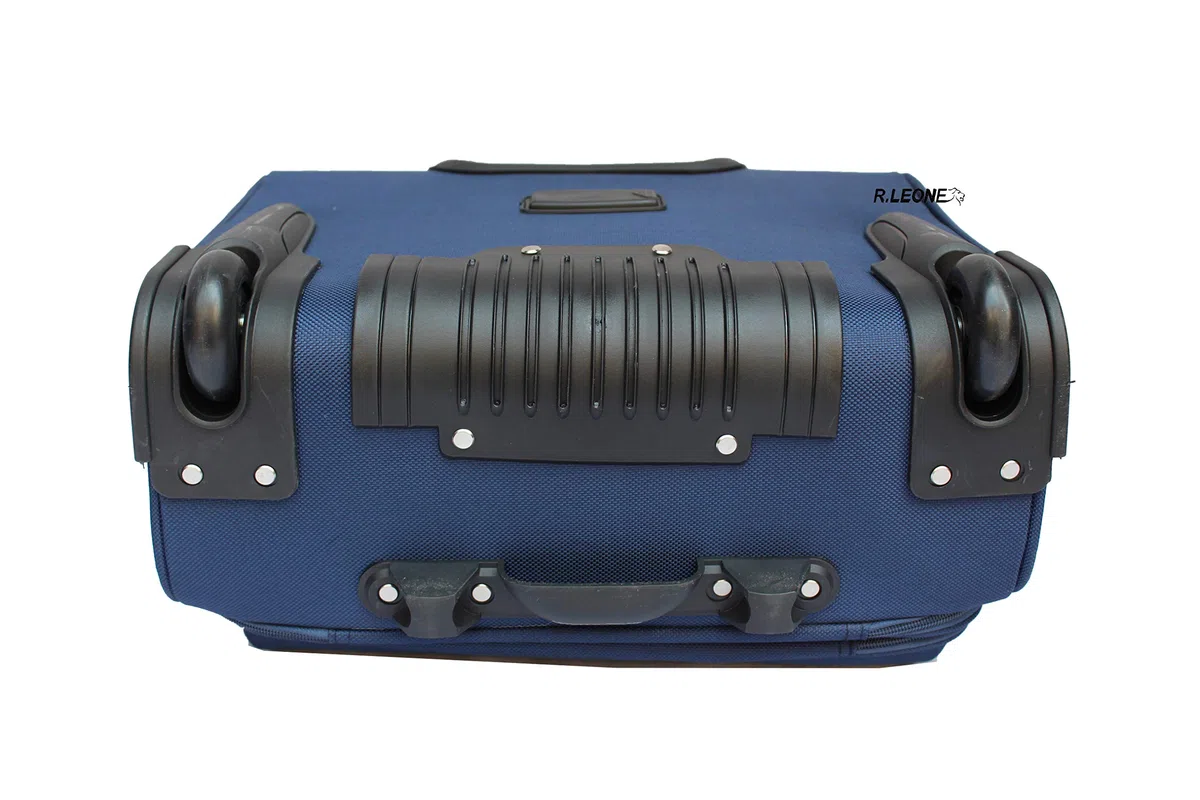 R.Leone Valigia bagaglio a mano 2 Ruote rinforzate Pilota Poliestere Stoffa adatto easyjet 45X36X20 (Nero)