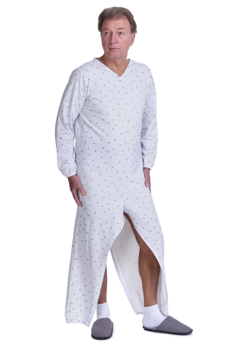 FERRUCCI COMFORT Pigiama Tutone Sanitario in Cotone Fresco per Anziani, Manica Lunga, Chiusura Dorso e Interno Gamba, Incontinenza, Alzheimer, Made in Italy