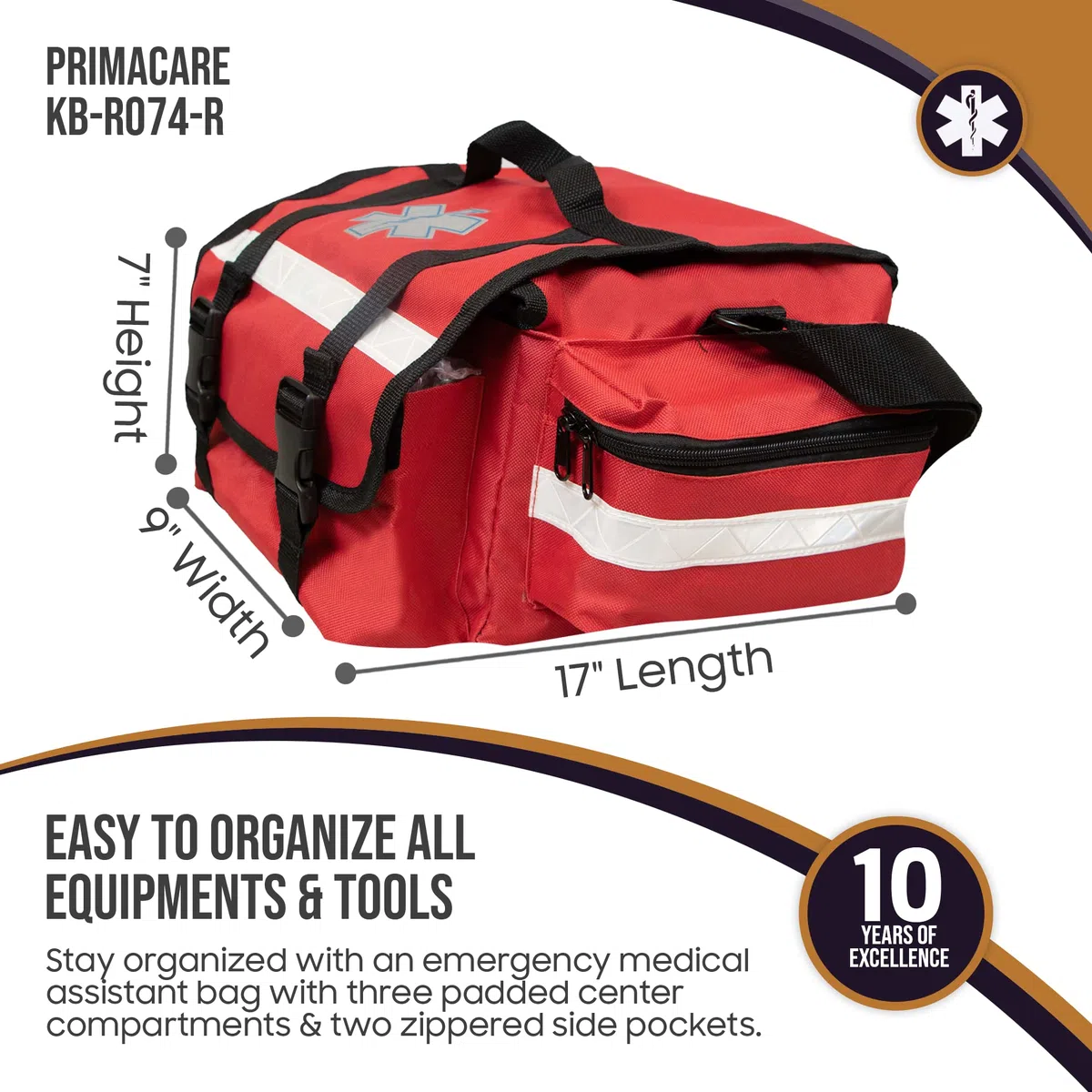Primacare Medical Supplies KB-RO74 - Borsa per pronto soccorso, 48 x 23 x 18 cm