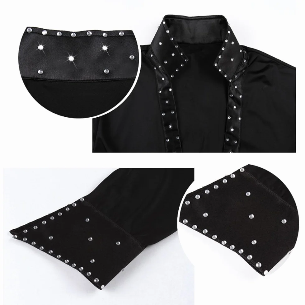 Uomo Moda Latina Danza Costumi Camicia/Pantaloni Prestazione Abbigliamento da Ballo Set Nero Outfits