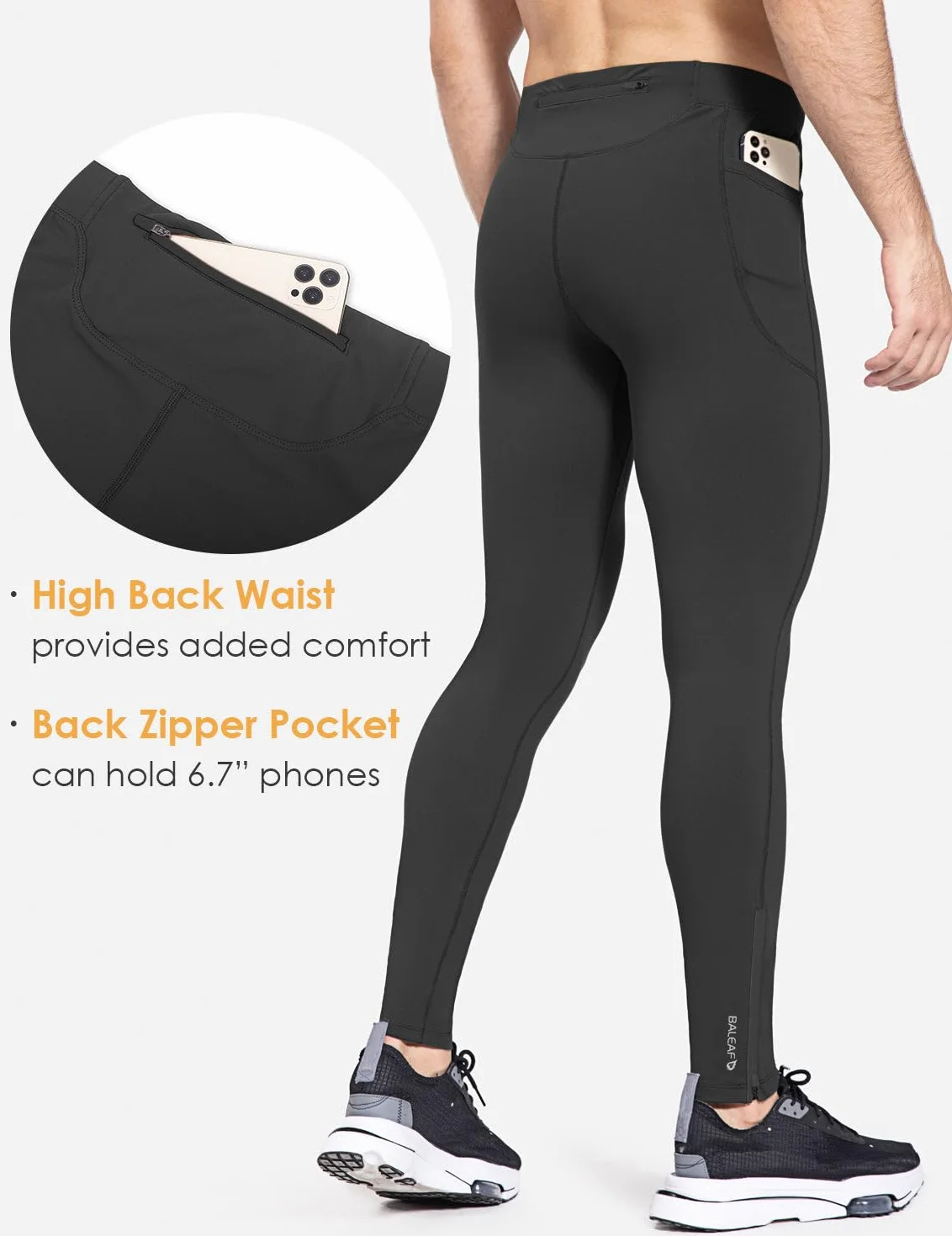 baleaf Leggings Termici Uomo Invernali Pantalone Impermeabile da Ciclismo Corsa Paleastra con Tasche