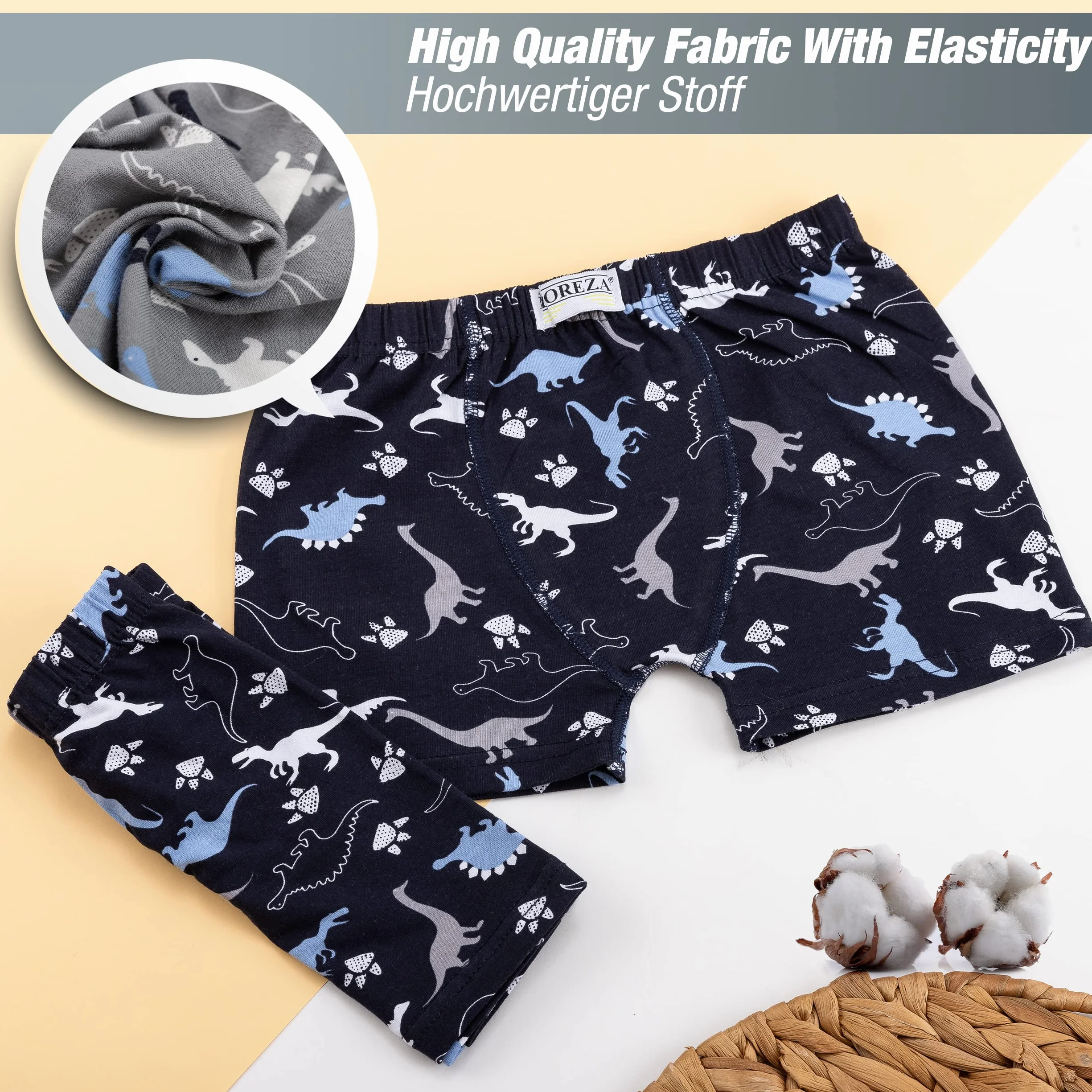LOREZA ® 10 Boxer Slip Ragazzi Boxer Slip Dino Motivo Mutande Cotone 1-11 Anni