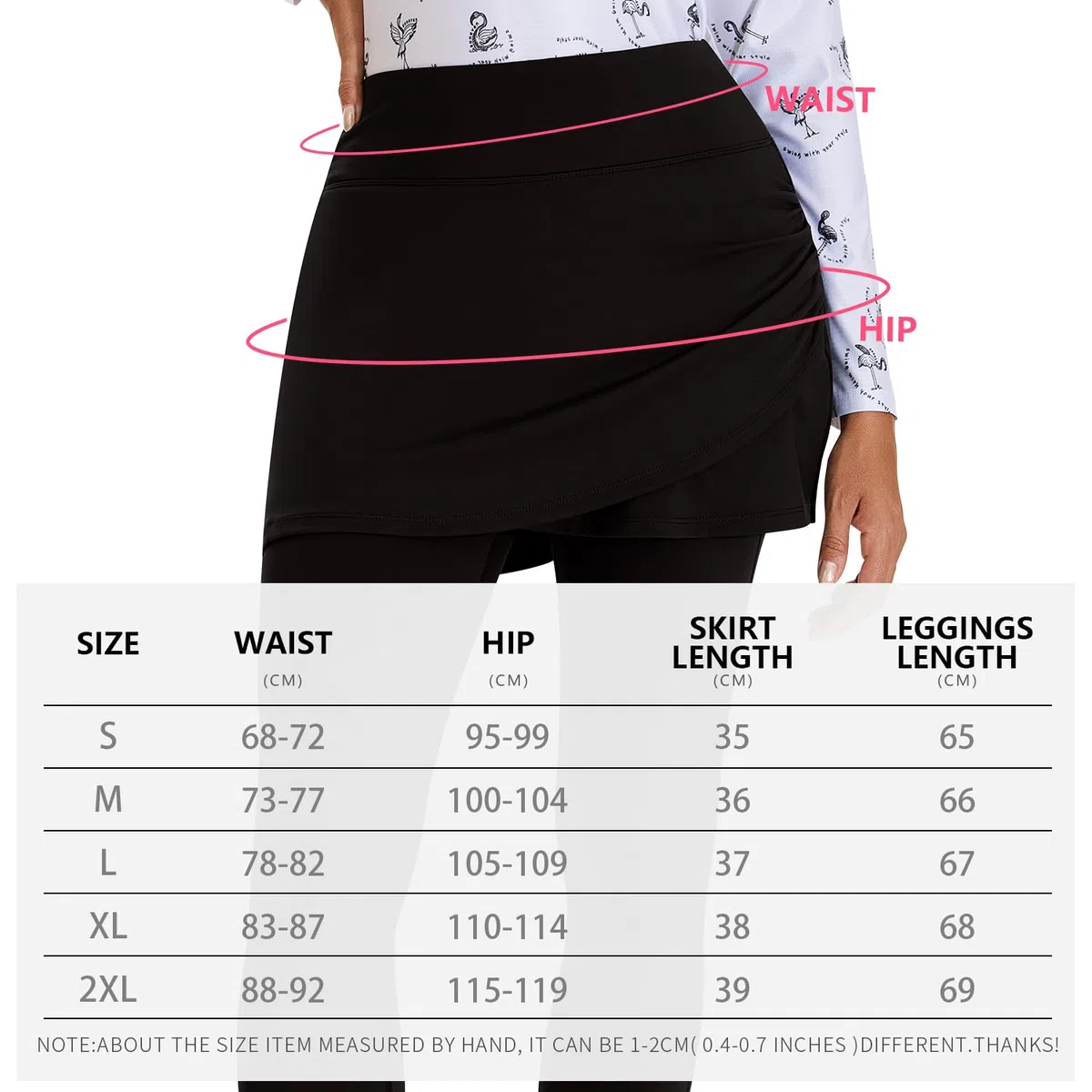 WOWENY Leggings da donna con gonna, lunghezza alla caviglia, gonna da tennis, con leggings con tasche, morbidi e gonne, 2 in 1