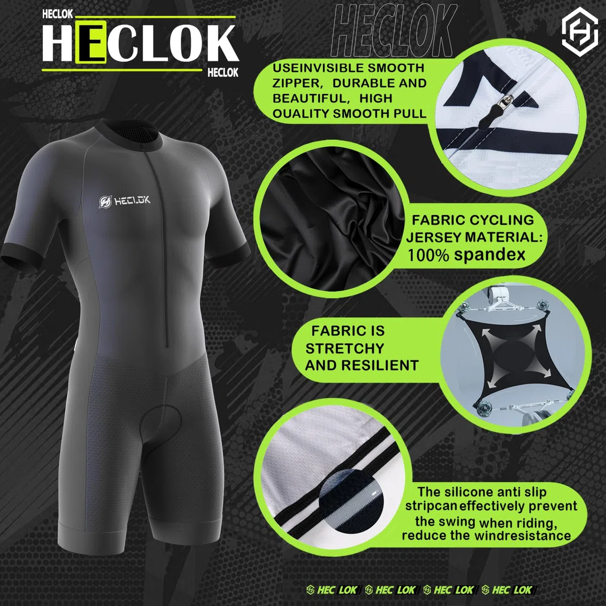 Tuta da Triathlon a Maniche Corte da Uomo, 2024 Nuovi MTB Body Trisuit Cycling Skinsuit with Gel Pad per Nuoto/Corsa/Ciclismo, Abbigliamento Ciclismo Imbottita, Monopezzo