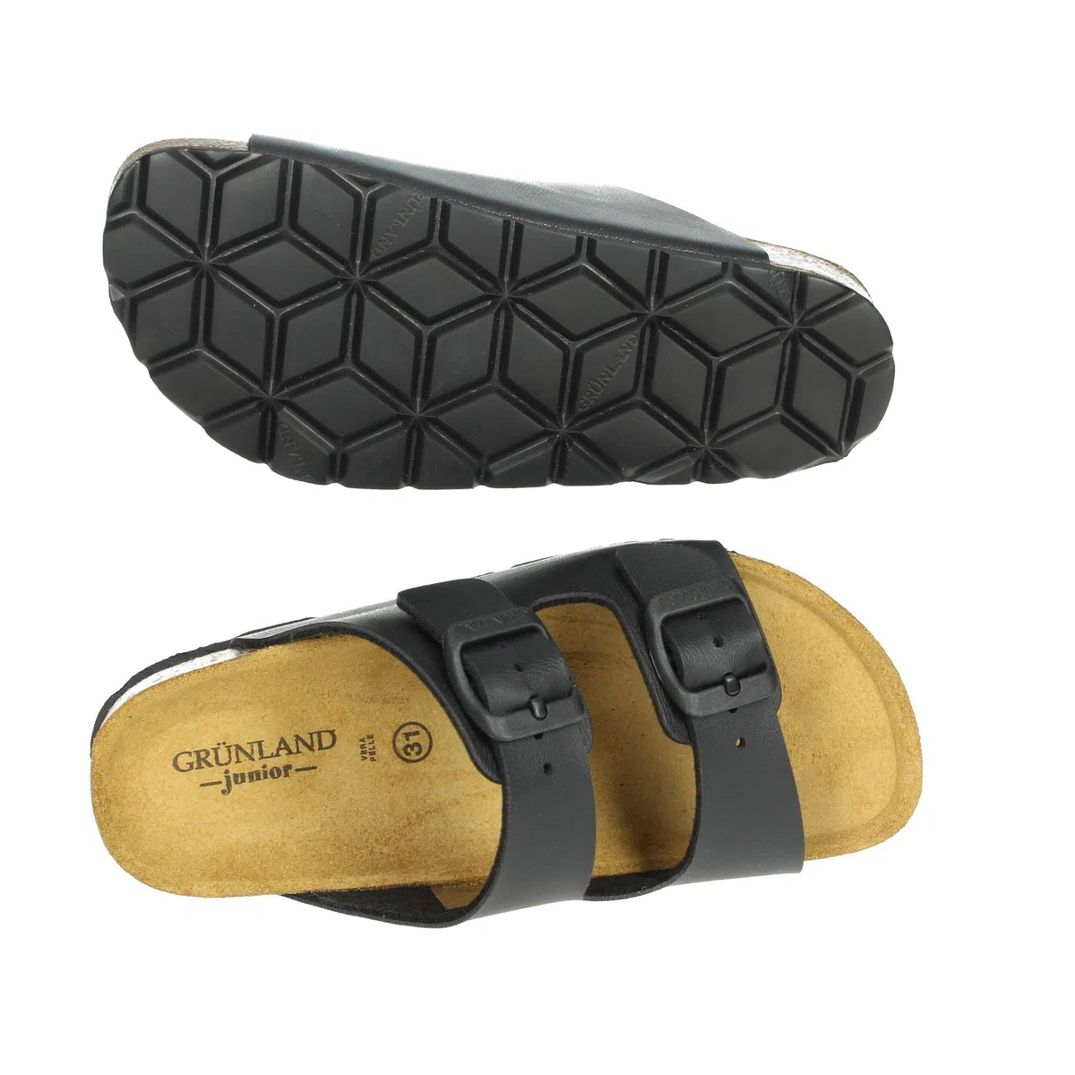 Grunland Luce CB3090 Nero Ciabatte Bambino Fibbie BIRK plantarino anatomico