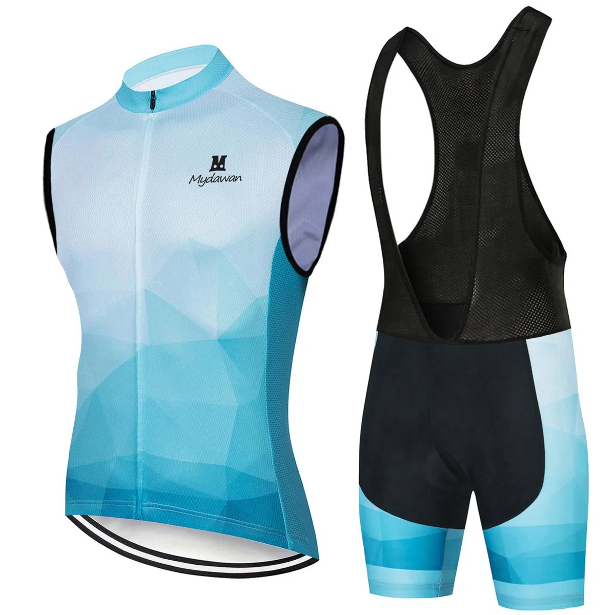 Completo Ciclismo Uomo Estivo Abbigliamento Bici MTB Tuta Ciclista Senza Maniche,Maglietta Bicicletta Gilet e Salopette Pantaloncini con 9D Gel Imbottiti,Maglia da Ciclo Sleeveless Asciugatura Rapida