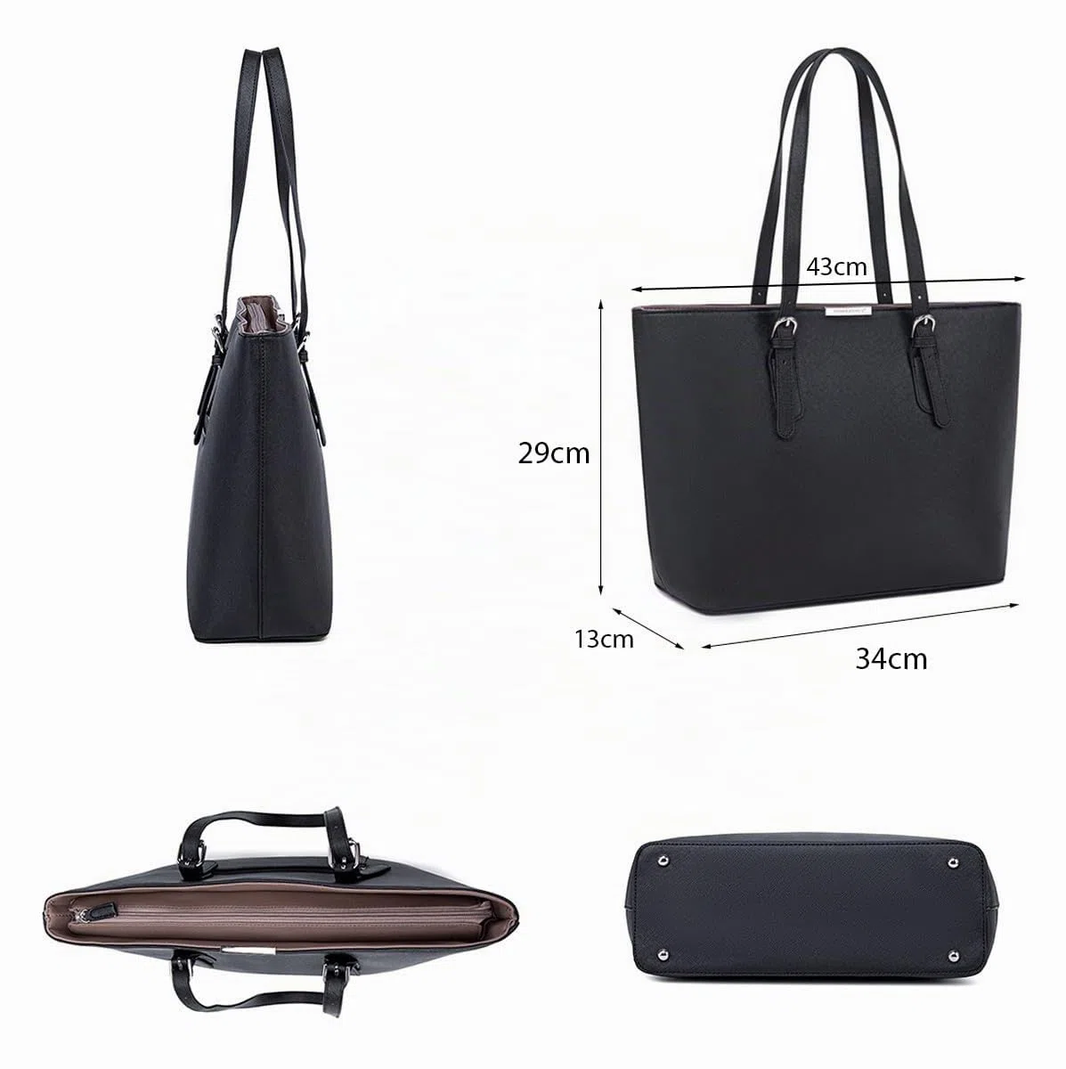 David Jones - Borsa Tote Shopper Grande Capacità Donna - Borsa a Spalla Tracolla Lavoro Manico Lungo PU Pelle - Borse a Mano Capiente A4 - Shopping Bag Sacchetto Ufficio Scuola Viaggio