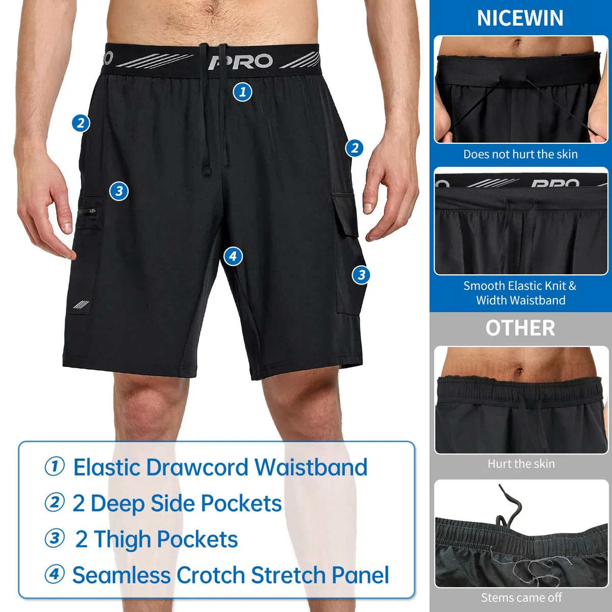 Pantaloncini da mountain bike da uomo con imbottitura 4D rimovibile, leggeri, per mountain bike, vestibilità ampia