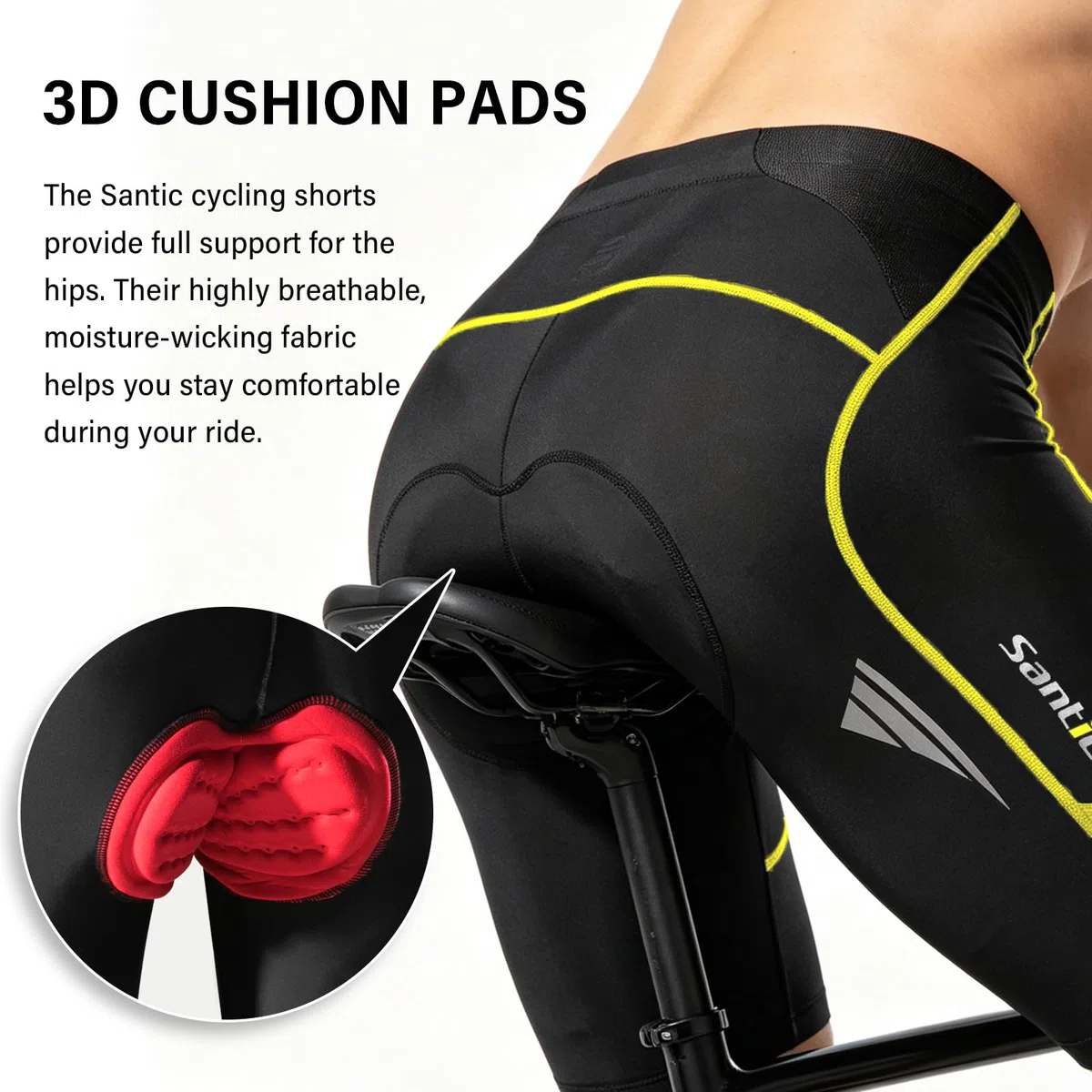 Santic Pantaloncini Ciclismo Uomo Imbottiti Corti Pantaloncini Bicicletta