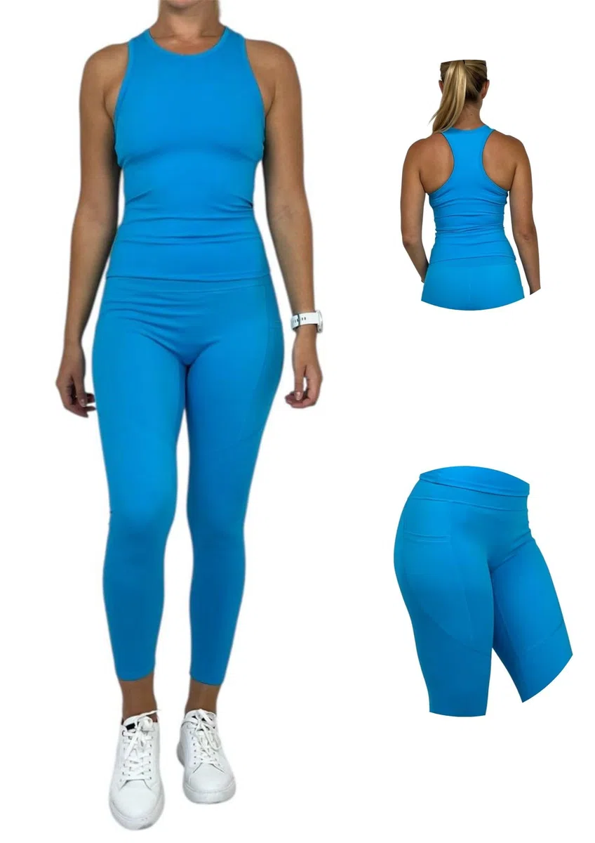 Completo Palestra Donna - Set Leggins Sportivi Push Up e Reggiseno Sportivo, Tuta Completa Pantaloncini Workout e Top Fitness, Abbigliamento da Ginnastica Running Pilates