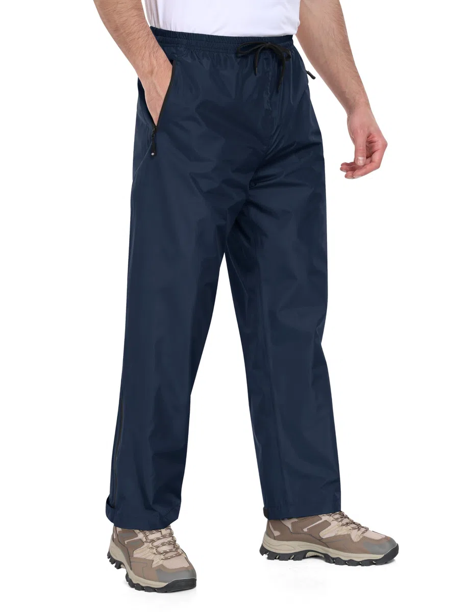 MoFiz Uomo Pantaloni da Pioggia Impermeabili Antivento Leggeri Traspiranti Pantaloni da Escursionismo Moto Pieghevoli con Zip Tasche