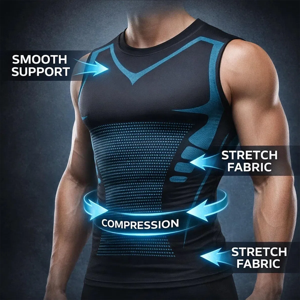 Jeeeun V Boost V2 Compression Shirt Men, Muscle-Shaping & Posture Support Sleeveless Tank, Quick-Dry for Gym & Daily Wear