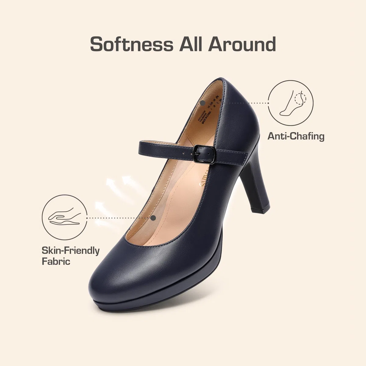 DREAM PAIRS Mary Janes Décolleté Scarpe Classiche Scarpe da Donna con Tacco Alto con Comoda Soletta