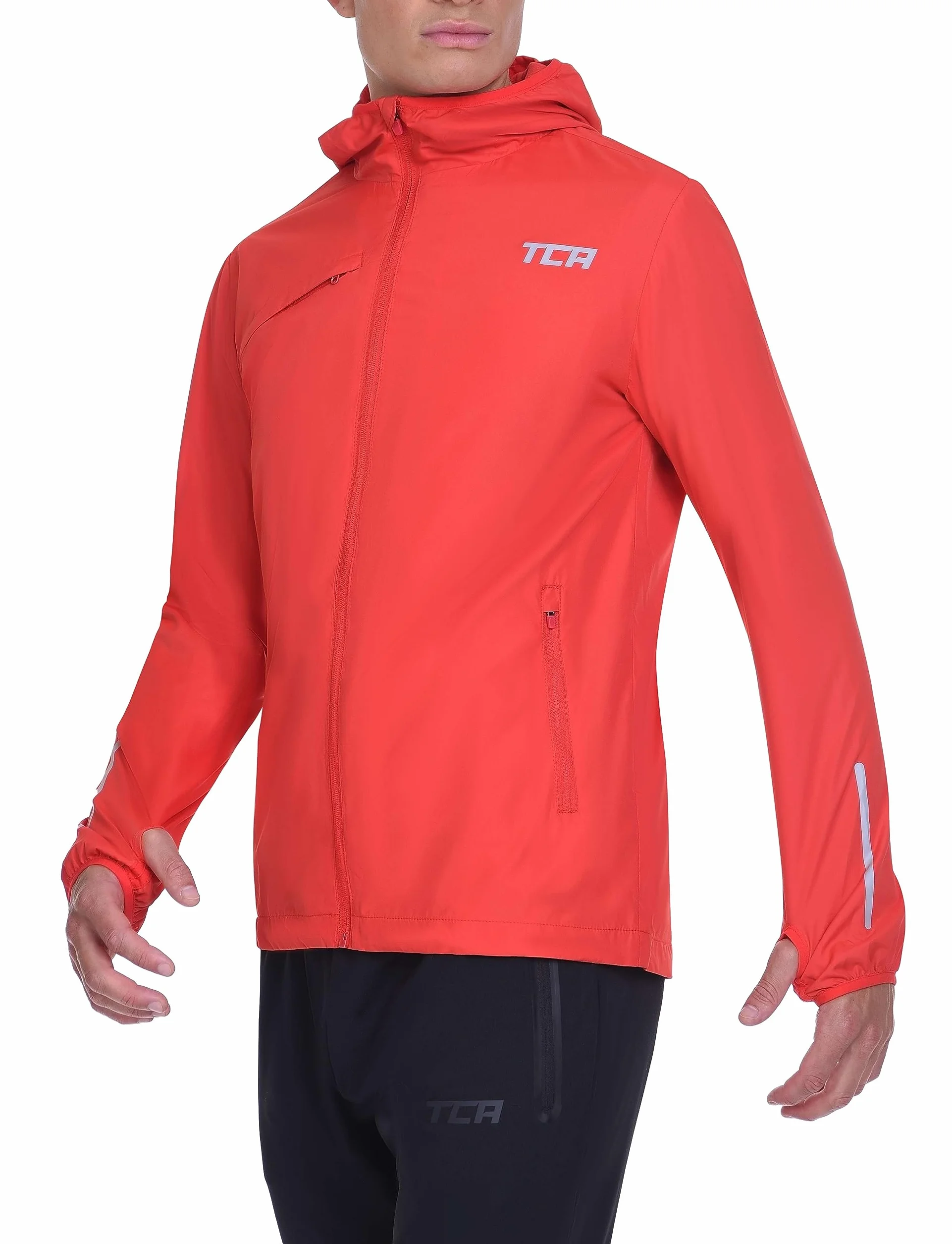 TCA Giacca Softshell da Corsa Uomo. Giacca Riflettente Traspirante e Ripiegabile con Tasche con Cerniera