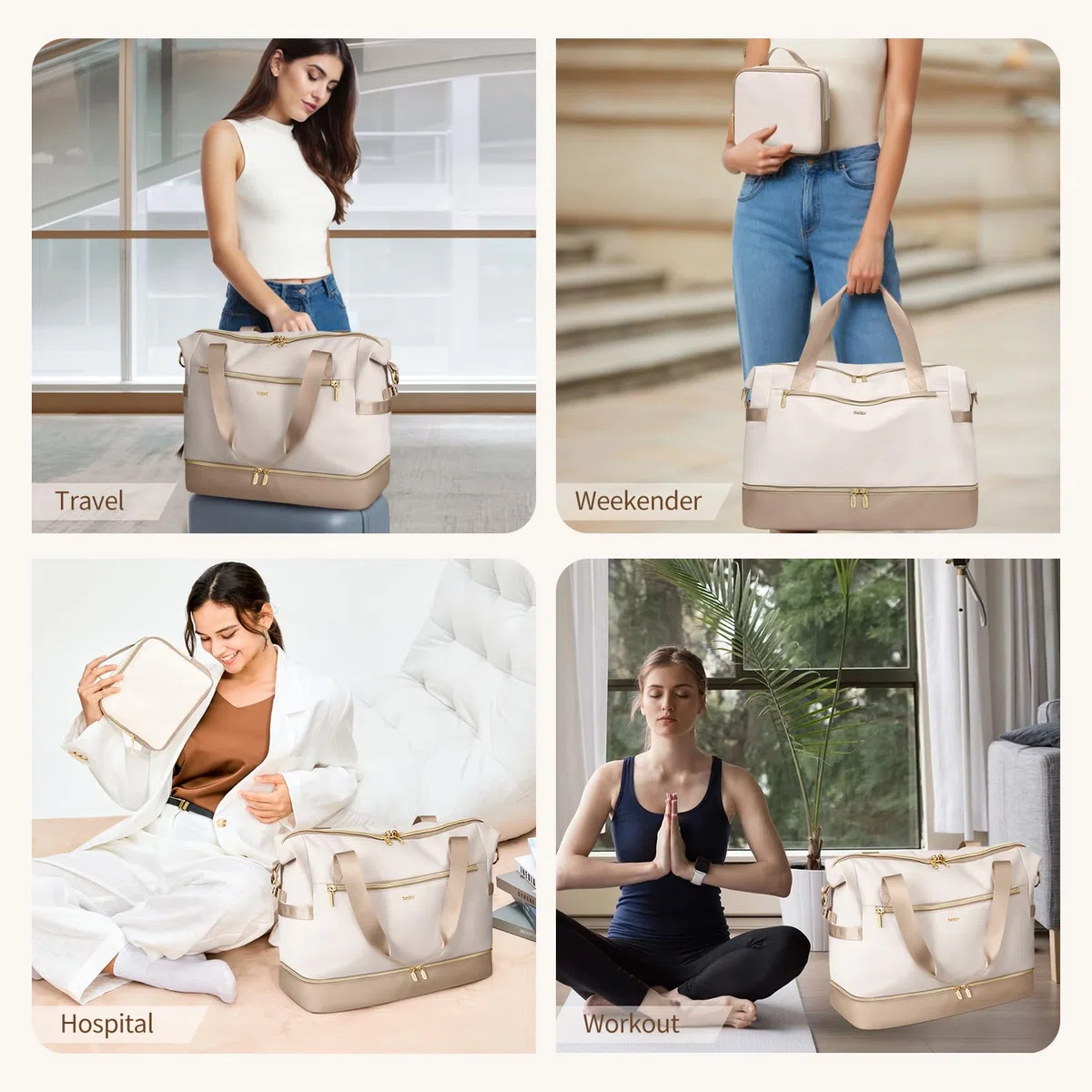 VNINE Borsone da Viaggio Donna,Bagaglio a Mano Borsa da Viaggio con Scomparto per le Scarpe, Grande Borsa Parto Ospedale Mamma Nascita, Impermeabile Borsa Piscina Sportiva, Travel Weekender Gym Bag