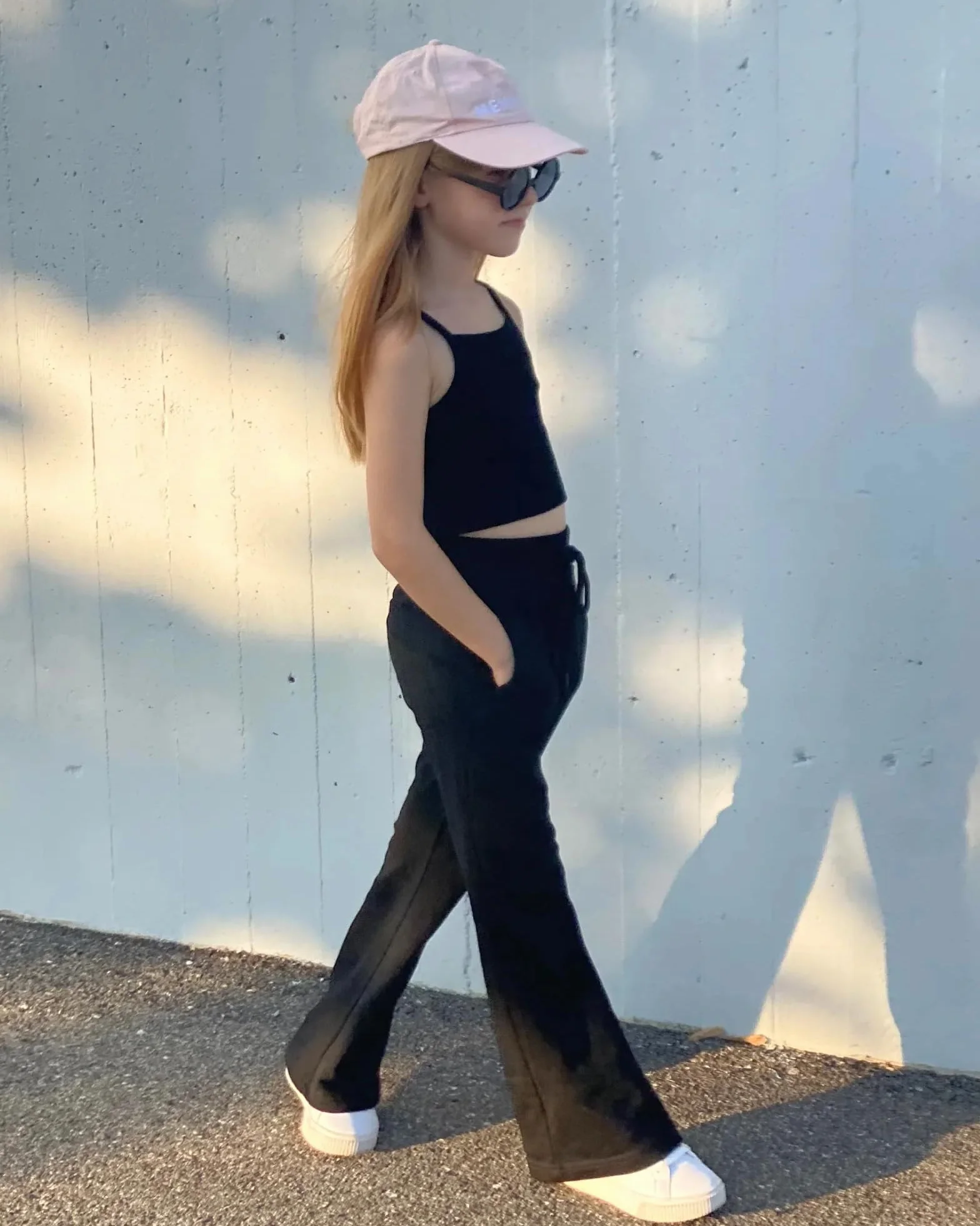 Rolanko Ragazze Jersey Pull Up Pantaloni, Bootcut Elastico in Vita Scuola Uniforme Pianura Svasata Pantaloni da Tuta