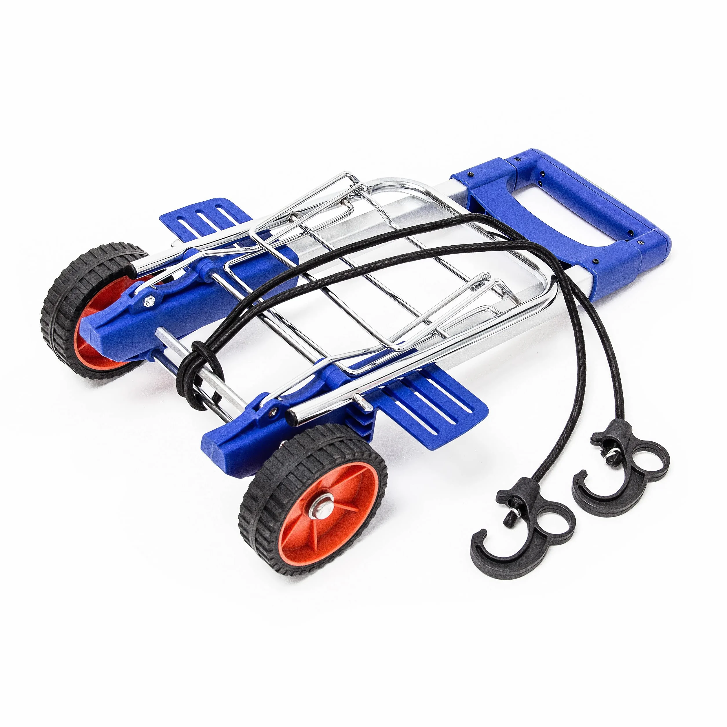Relaxdays Carrello Portapacchi, Carrellino da Trasporto con Ruote, Trolley Porta Pacchi Pieghevole, in Alluminio, Blu