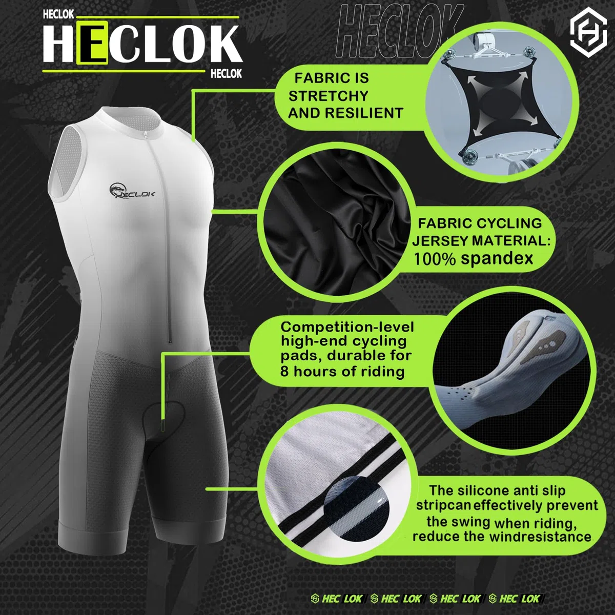 Tuta da Triathlon a Senza Maniche da Uomo, MTB Body Trisuit Cycling Skinsuit with Imbottito Professionale da Competizione per Nuoto/Corsa/Ciclismo,Monopezzo