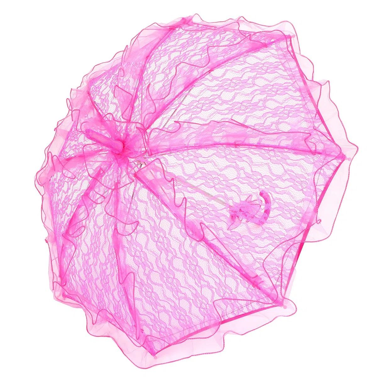 KIMISS Ombrello in Pizzo Rosa Ombrello Parasole Rosa Tessuto in Pizzo Ombrello da Sposa Ombrello in Pizzo Pieghevole Unico Ombrello Parasole Puntelli per Prestazioni (Rosa Rossa)